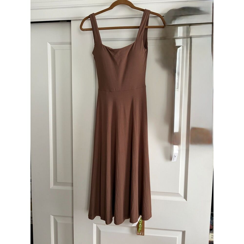 NEW w Tags XS Square Neck Flowy New Airy Bra Midi Dress $89.00 SZ. Color Mocha - Picture 9 of 15